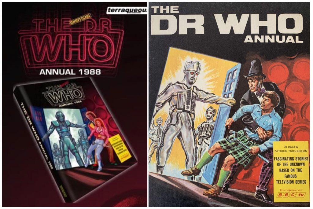 The cover of the new Doctor Who Unofficial Annual 1988 by Daryl Joyce homages the cover of the 1969 annual by Walter Howarth, which in turn was inspired by George Wilson's cover for Space Family Robinson: Lost in Space #23. 