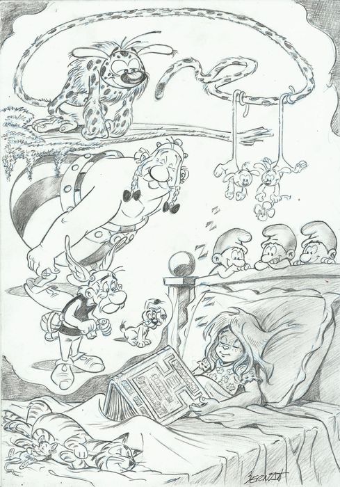 A tribute to Franco-Belgium comics, including Asterix and Obelix, by Serrat Bernat
