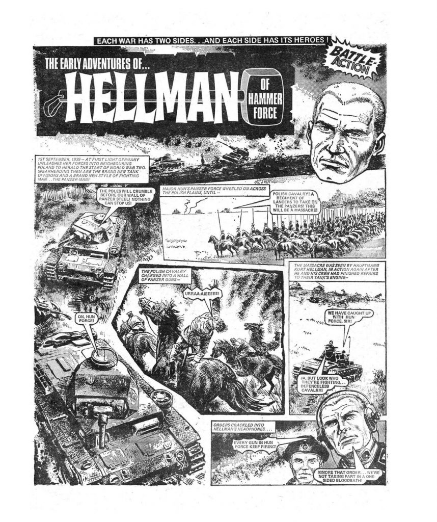 Hellman makes the jump from Action to Battle Action, as "The Early Adventures of Hellman of Hammer Force", with art by Mike Dorey