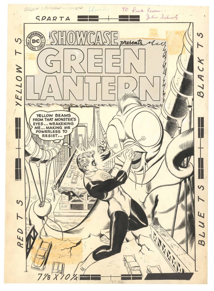 Original cover art for DC Showcase #24 by Gil Kane, featuring the third appearance of Green Lantern, published in 1960