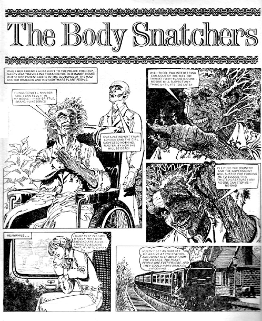 The opening page of "The Body Snatchers" for the final issue of Misty, cover dated 12th January 1980, before its merger with Tammy. Story by Jay Over, art by Maria Barrera 