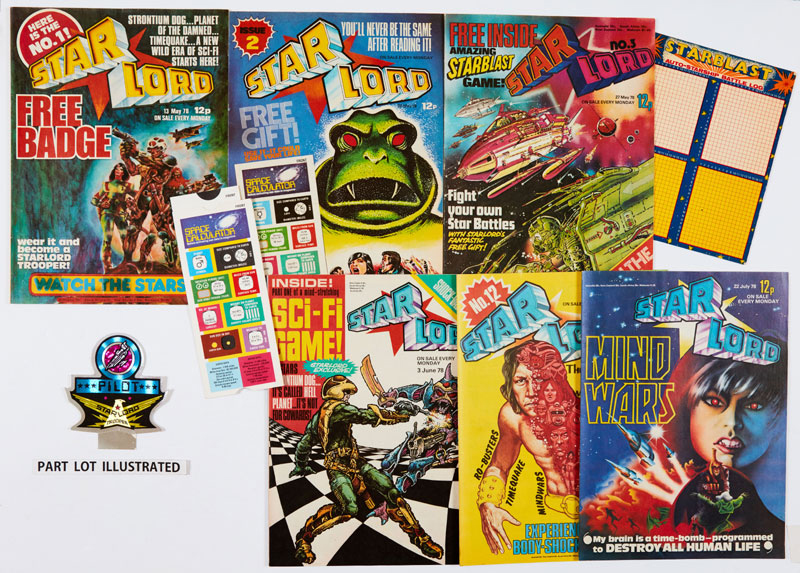 Star Lord (1978) 1-22, a complete run, With Free Gifts for Issues 1-3. Featuring Strontium Dog by Carlos Ezquerra, Planet of the Damned and TimeQuake by Ian Kennedy and Ro-Busters by Carlos Pino all begin. Hell Planet Game in issues 4-7 complete