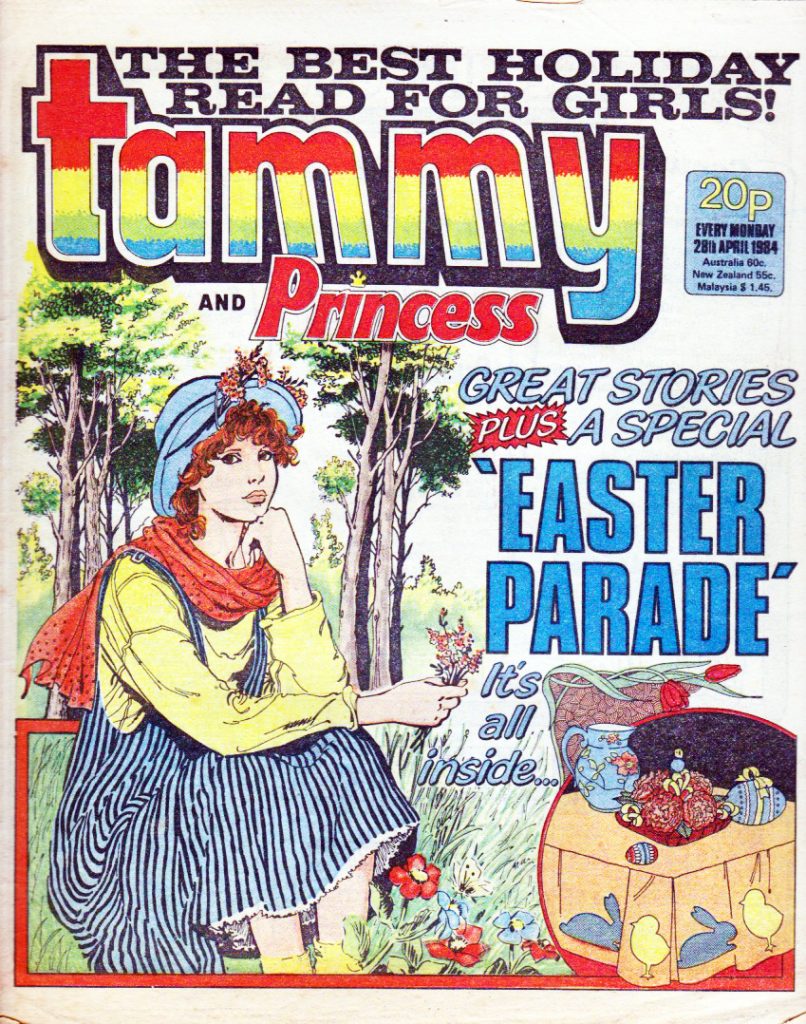 The cover of Tammy and Princess, cover dated 28th April 1984, by Maria Barrera | Via Jinty Resource