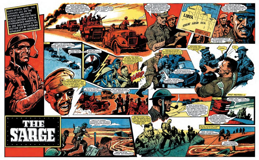 A spread from the ongoing Battle Action series"The Sarge" from Battle Action, story by Gerry Finley-Day, art by Mike Western, from the 2022 collection, "The Sarge" Volume One
