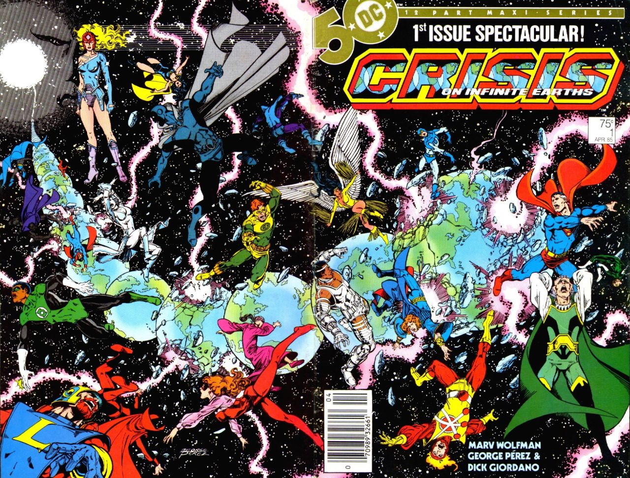 Crisis on Infinite Earths #1 - art by George Pére
