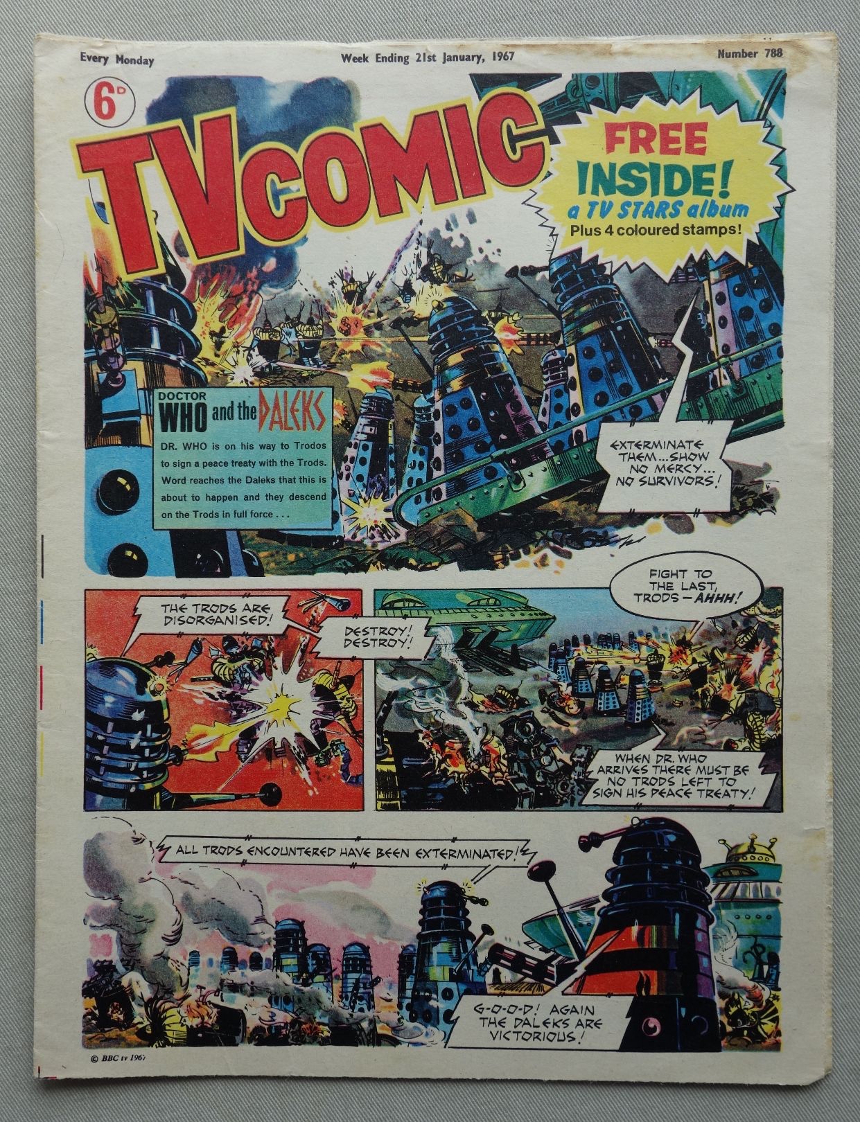 TV Comic No. 788, cover dated 21st January 1967 - Doctor Who and Daleks cover with first appearance of Patrick Troughton
