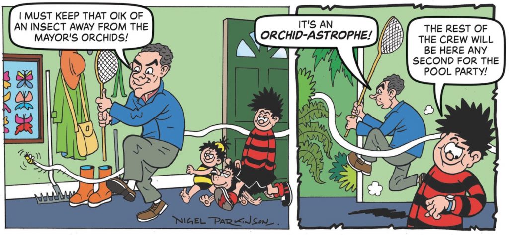 British comedy legend Rowan Atkinson has been immortalised in a special bespoke Beano comic strip to mark the upcoming launch of Man vs Bee, where Atkinson plays new comedy character Trevor the housesitter, streaming from 24 June 2022 exclusively on Netflix.
