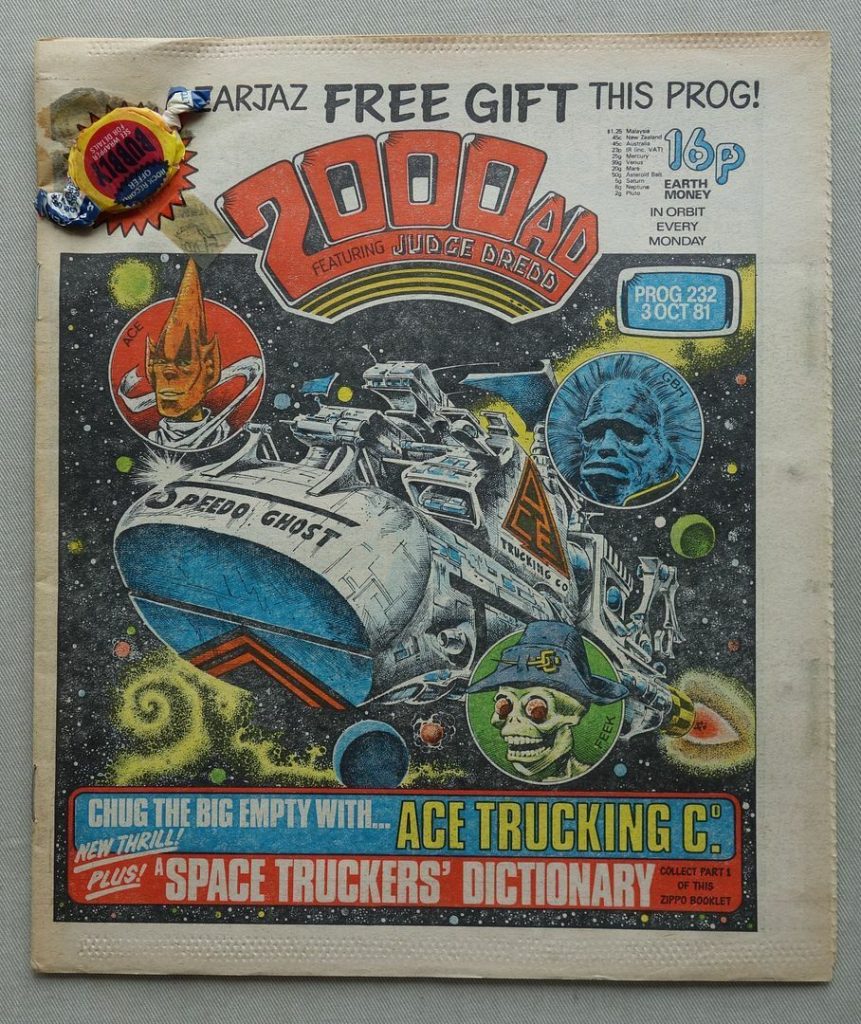 2000AD Prog 232 - cover dated Oct 3 1981, with Free Gift Bubbly Sweet