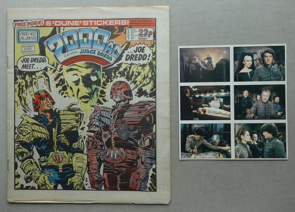 2000AD Prog 402 - cover dated Jan 26 1985, with Free Gift  -Panini Dune Stickers. More than one sheet was given away