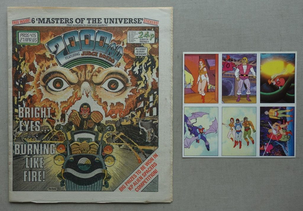 2000AD Prog 415 - cover dated Apr 27 1985, with Free Gift Masters of Universe Stickers