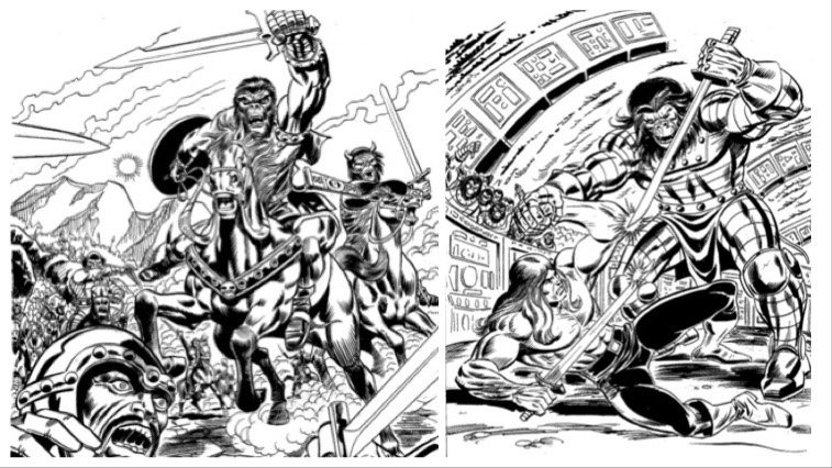 Ron Wilson’s covers for Marvel UK’s weekly Planet of the Apes comic, issues 20 and 24