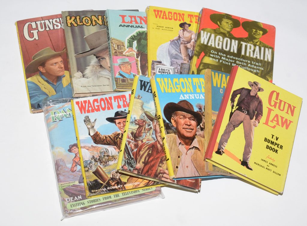 Wagon Train Annual; Gun Law TV Bumper Book, and other Western annuals; Bonanza Annual, various years; and other books relating to Bonanza TV Western Series