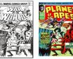 Marvel’s War of the Worlds #21 side by side with the cover of Marvel UK’s Planet of the Apes Weekly No. 30, featuring the final appearance of Apeslayer