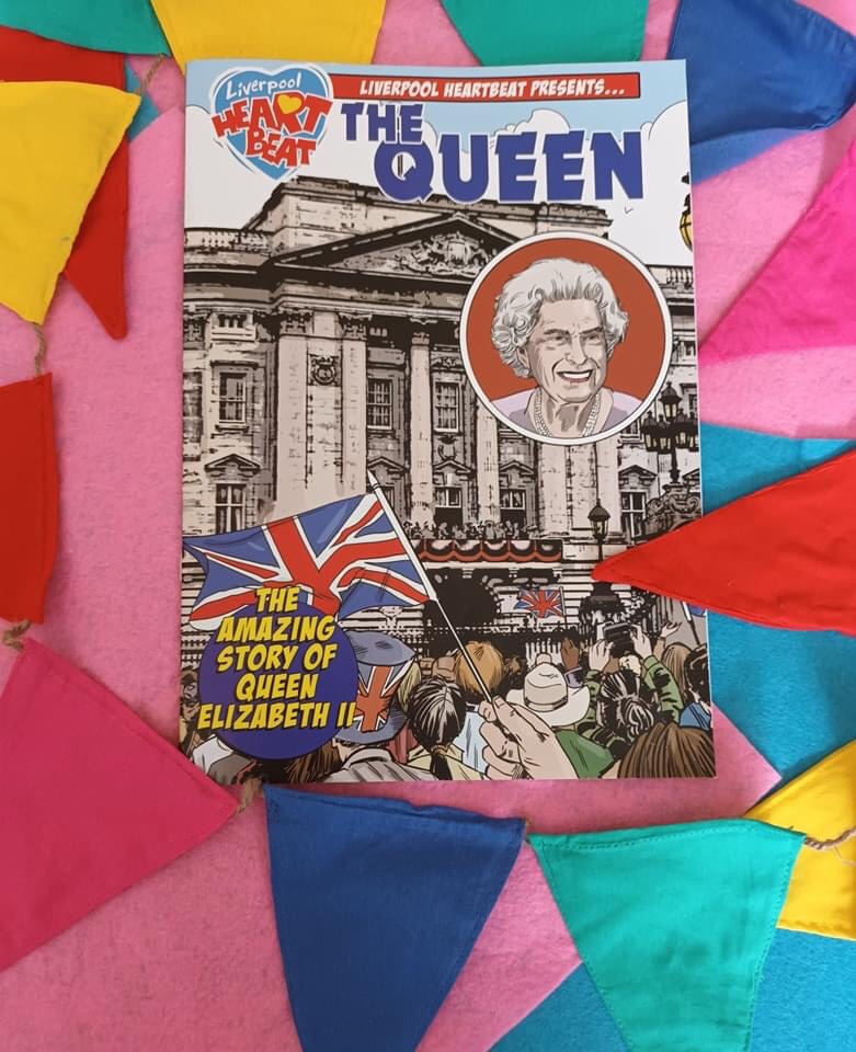 The Queen - The Amazing Story of Queen Elizabeth II comic edited by Tim Quinn, published by Liverpool Heartbeat (2022)