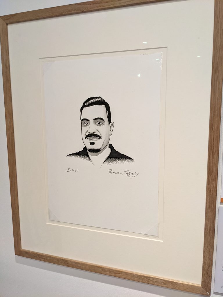 Portrait of the Cartoon Museum’s Eduardo Camare by Bryant Talbot 