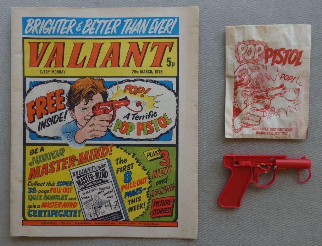 Valiant, cover dated 29th March 1975 + Free Gift Pop Pistol