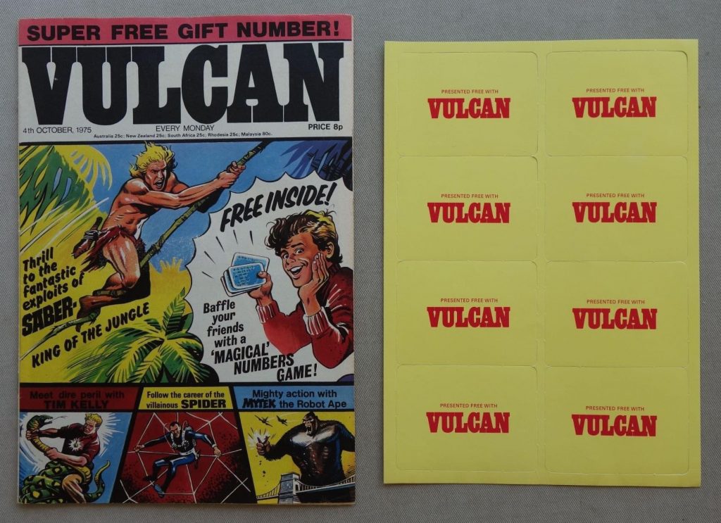 Vulcan No. 2, cover dated 4th October 1975 with Free Gift Magical Number Cards