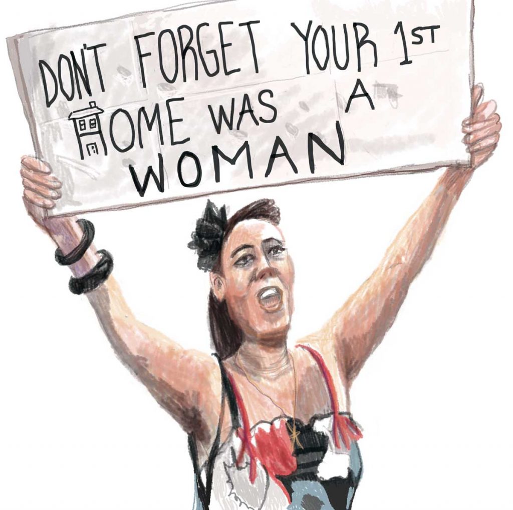 Word on the Street - art by Myfanwy Tristram - Don't Forget Your First Home Was a Woman