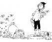Cartoon by MAD Magazine artist Paul Coker Jr. - dog digging up garden
