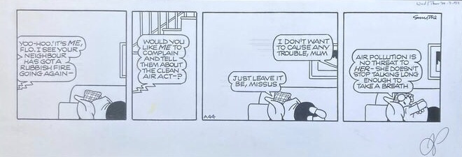 Andy Capp on Air Pollution, written and drawn by Reg Smythe (1992)