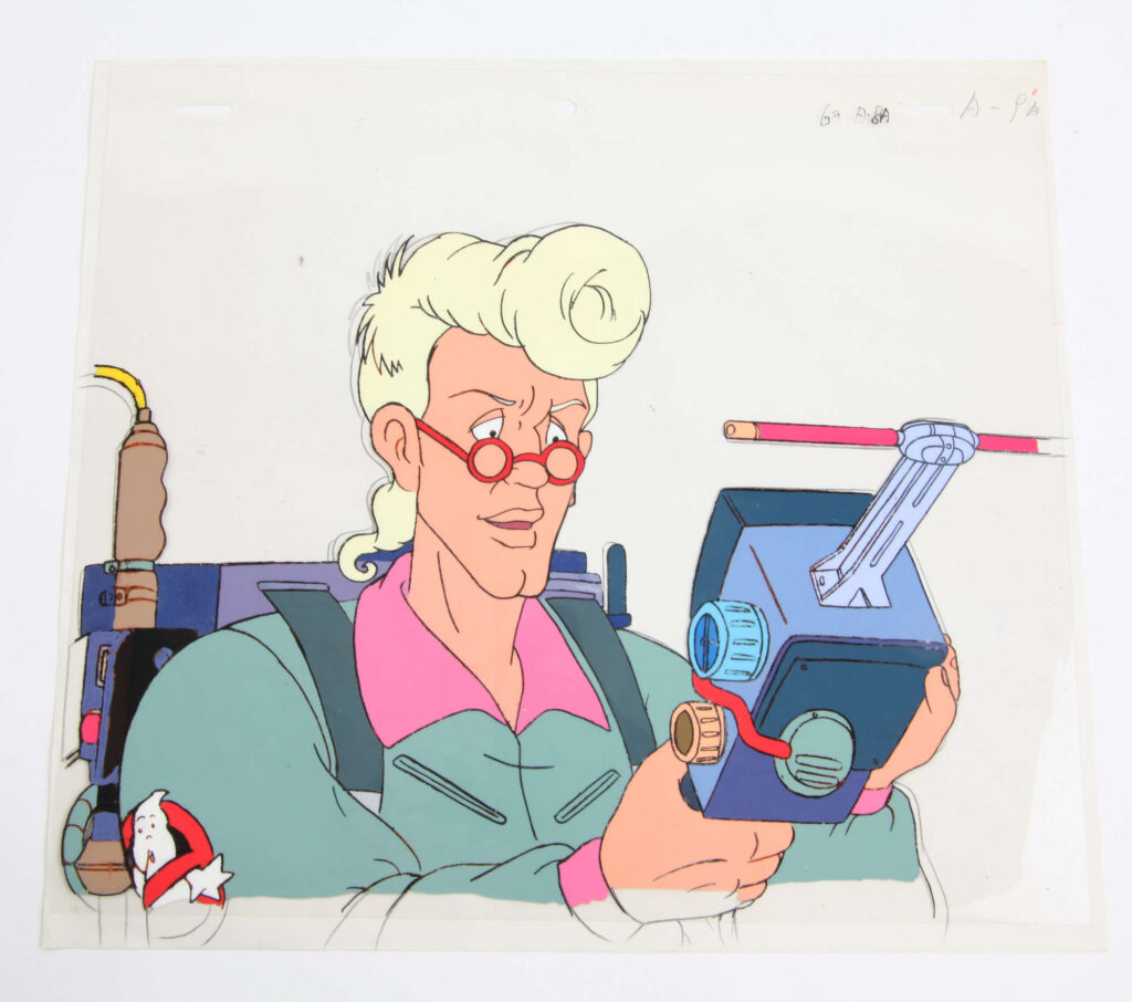 The Real Ghostbusters - Hand painted animation cel and pencil drawing, flat, 24 x 27 cm