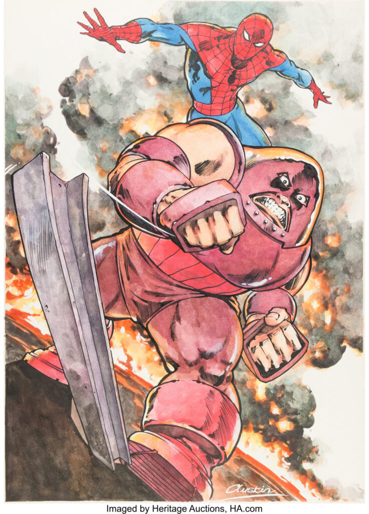 Mick Austin Super Spider-Man TV Comic #488 Original Poster Art (Marvel UK, 1982)
