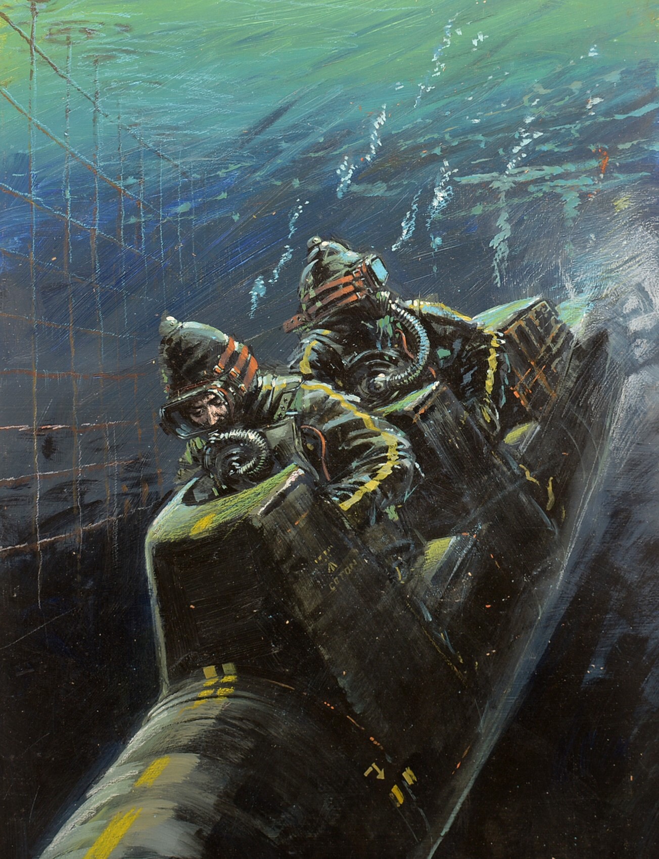 Original Art Work for the front cover of War Picture Library, No. 1643 'Human Torpedo', by Graham Coton