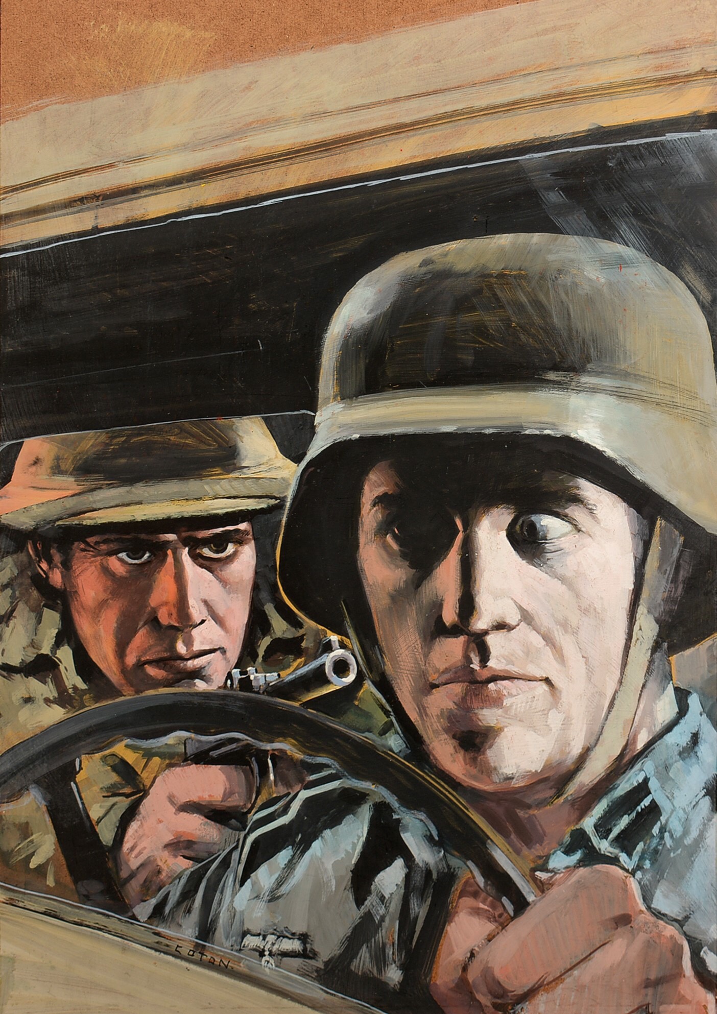 Original Art Work for the front cover of War Picture Library, No. 970 'Behind Enemy Lines', by Graham Coton