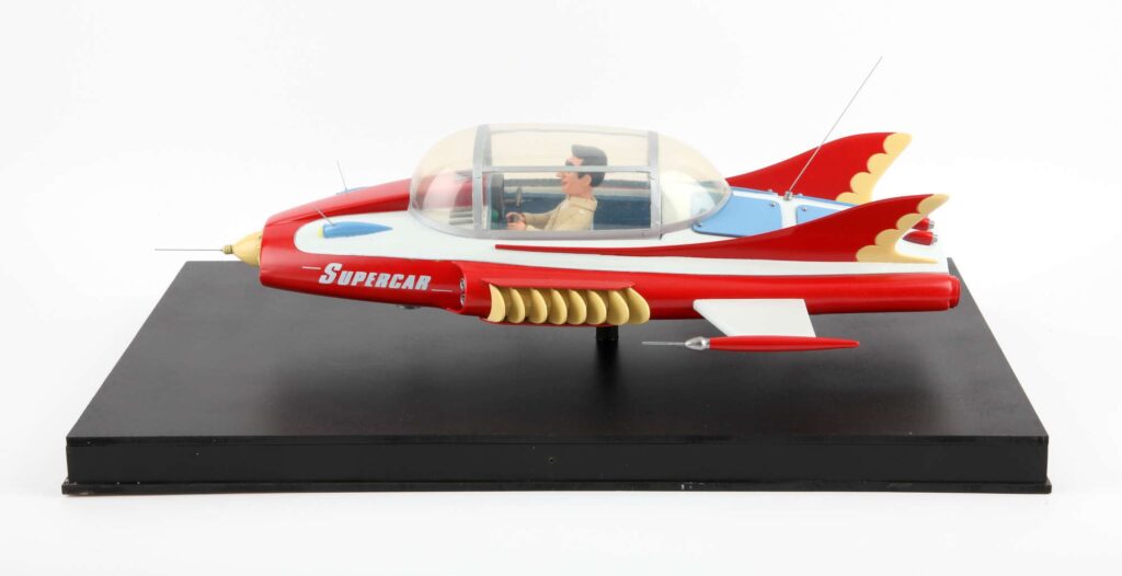 Gerry Anderson's Supercar hand made model, built in 1999 by Phil Eason, boxed in Perspex case