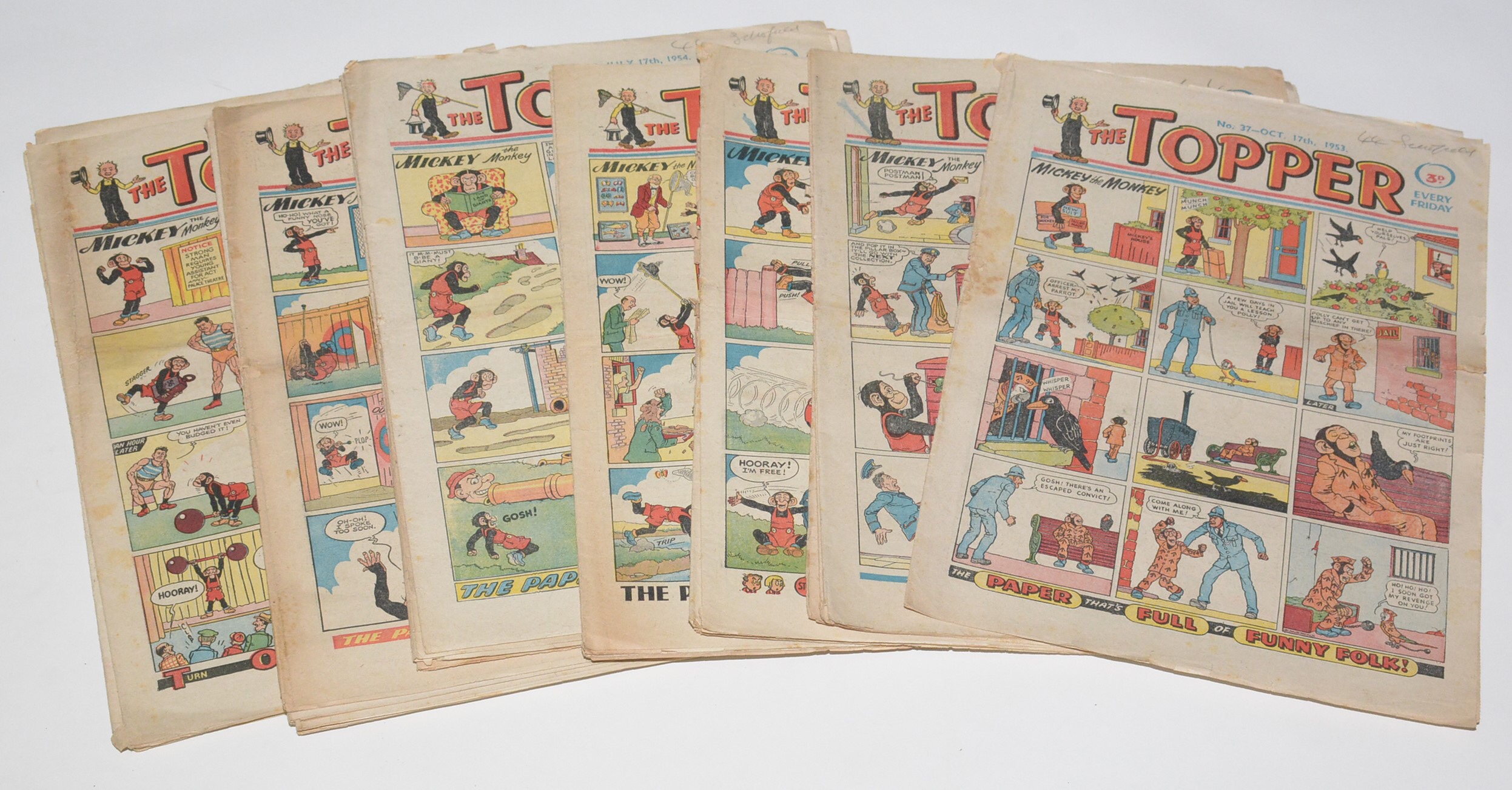 The Topper, 24 miscellaneous issues (earliest No. 37 October 17th, 1953 to highest No. 98 December 18th, 1954)