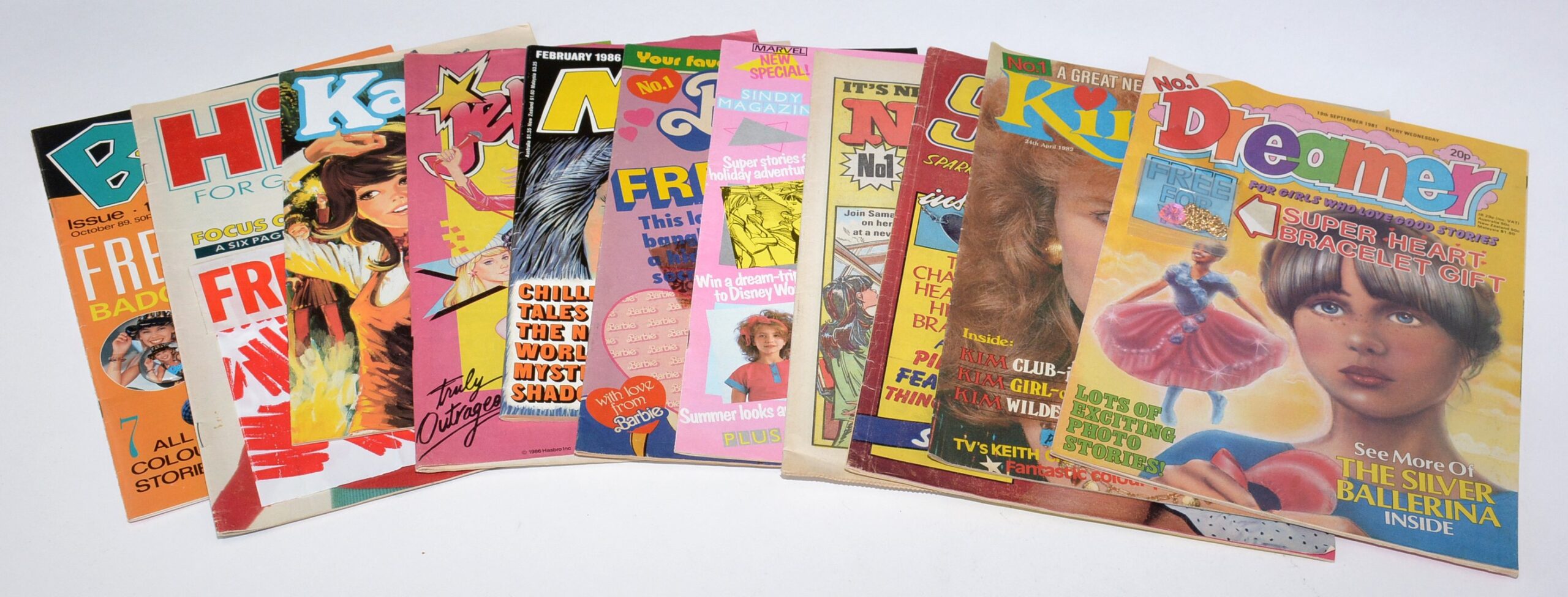 First issues of various British Girls magazines and comics, including Marvel UK's Bea, Dreamer, Kim and more