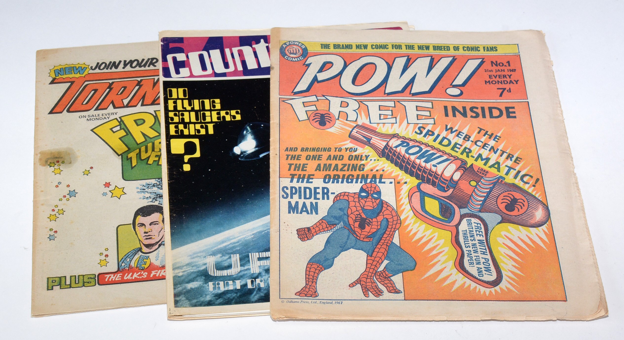 POW!, No. 1, by Odhams Press (21st January 1967); Countdown, No. 1 (1971); and Tornado, No. 1 (1979)