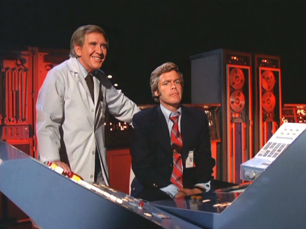Burgess Meredith and Doug McClure in SEARCH, aka SEARCH Control