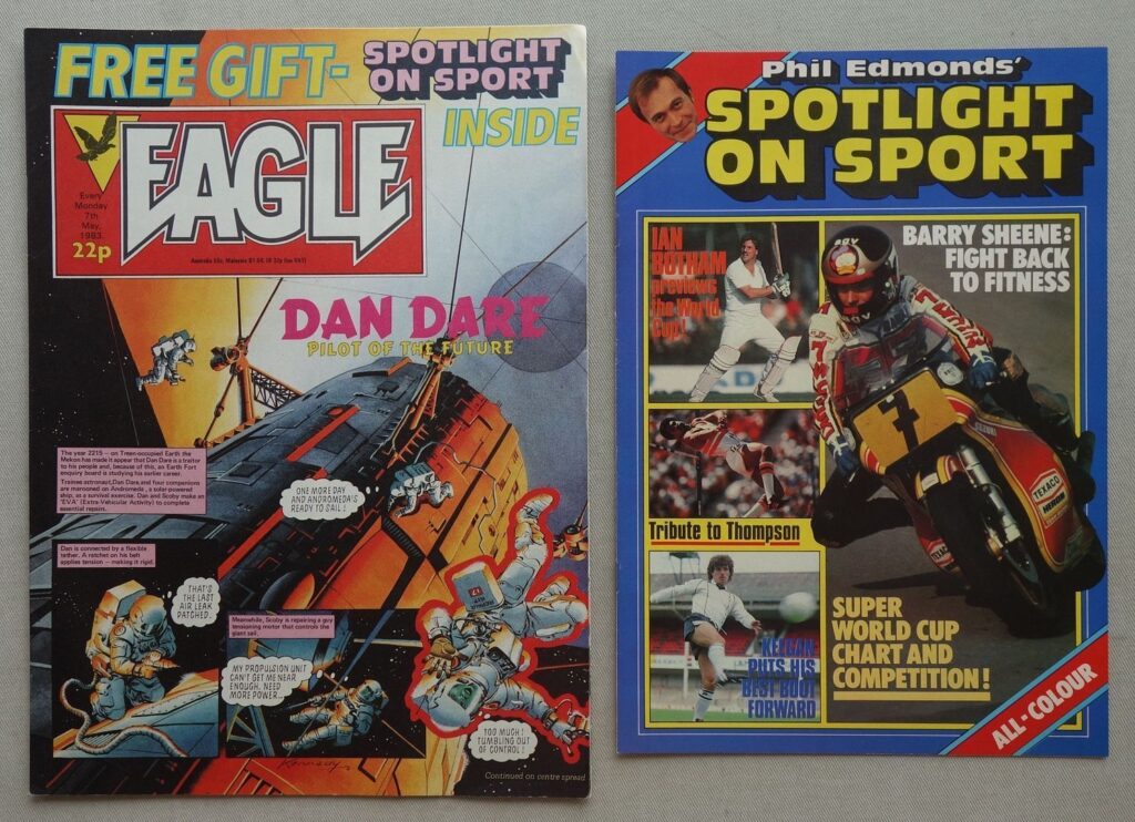 EAGLE, cover dated 7th May 1983, with free Spotlight on Sport booklet