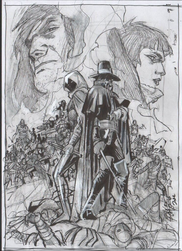 Preliminary drawing for the cover of Conan - Serpent War 3, by Carlos Pacheco