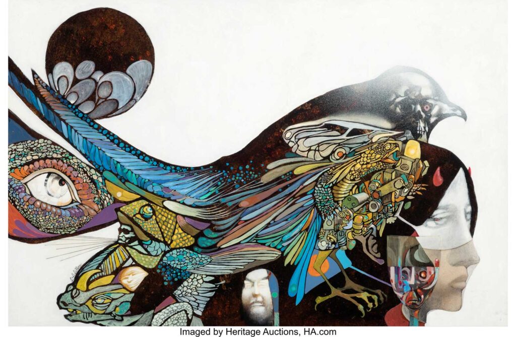 Leo Dillon and Diane Dillion Deathbird Stories Harlan Ellison Wraparound Dust Jacket Cover Painting Original Art