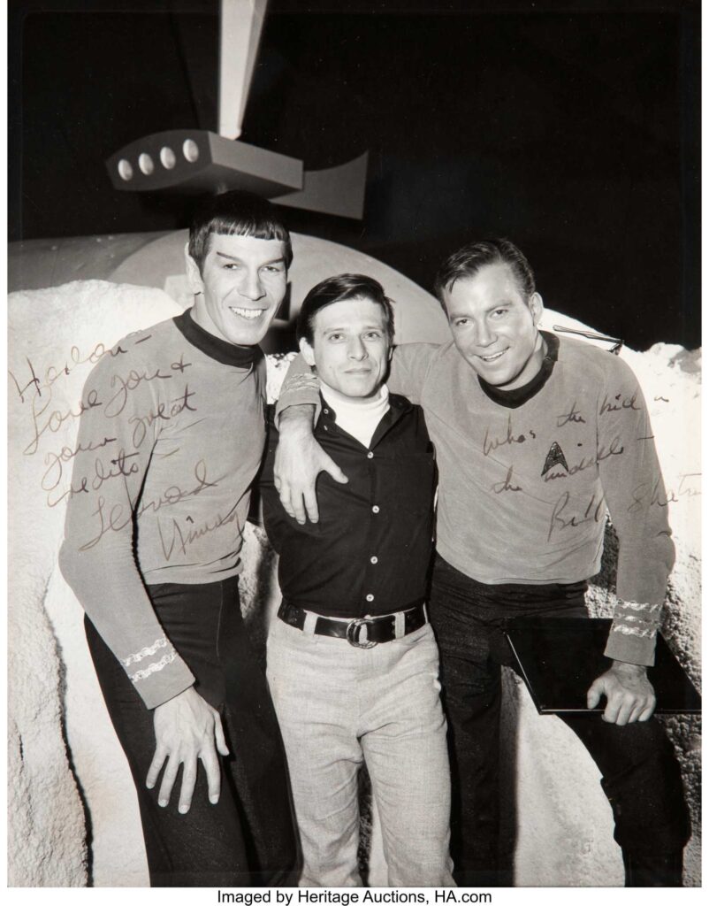 William Shatner and Leonard Nimoy with Harlan Ellison - Star Trek Signed Photo (c. 1966-1969)
