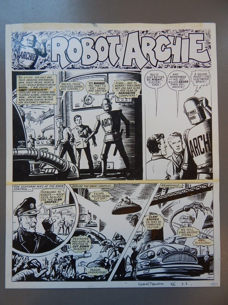 "Robot Archie - The Lost World", first published in Lion and Thunder dated 2nd June 1973, art by Ted Kearon