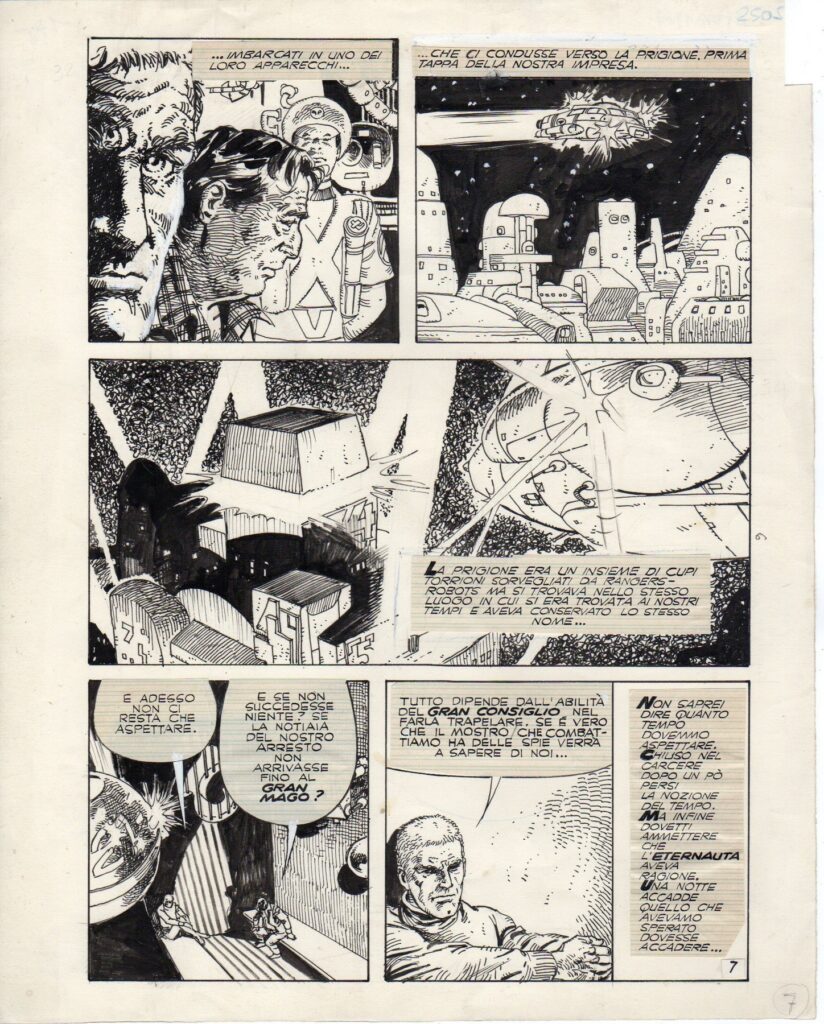 A page of L’Eternauta, pencilled by Osvaldo Walter, inked by Mario Morhain, published in 1983