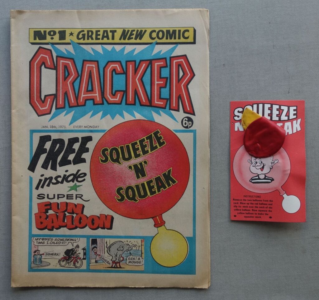 Cracker comic #1 - Jan 18 1975 + Free Gift Squeeze 'n' Squeak