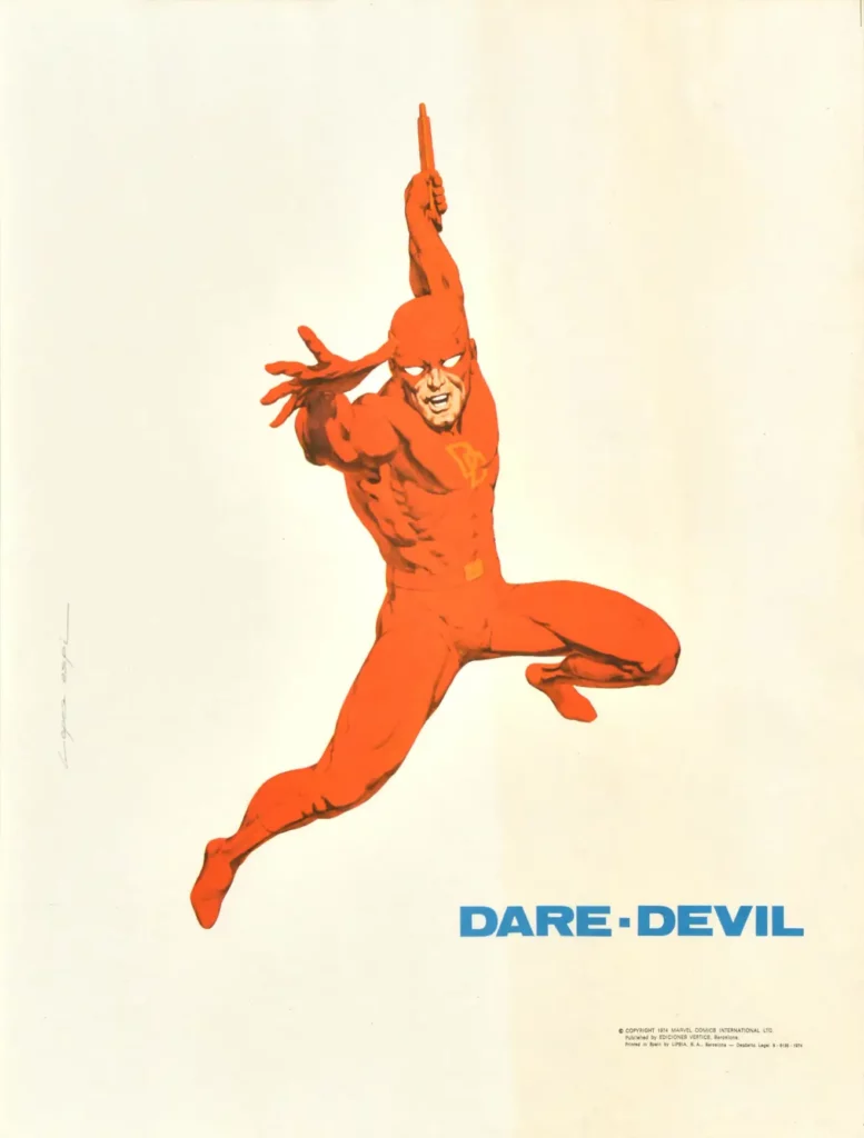 Daredevil by Rafael López Espí - Marvel UK poster (1970s)
