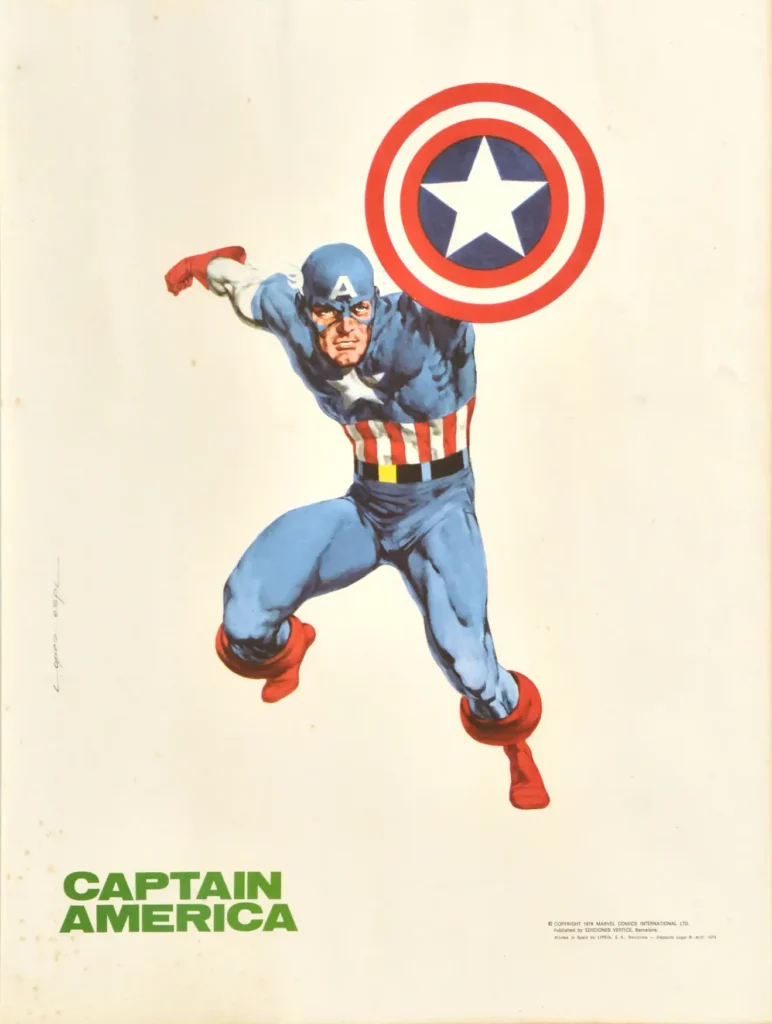 Captain America by Rafael López Espí - Marvel UK poster (1970s)