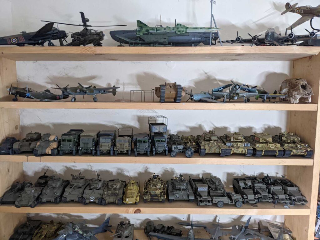 Just some of the many models on display in Keith Burns art studio