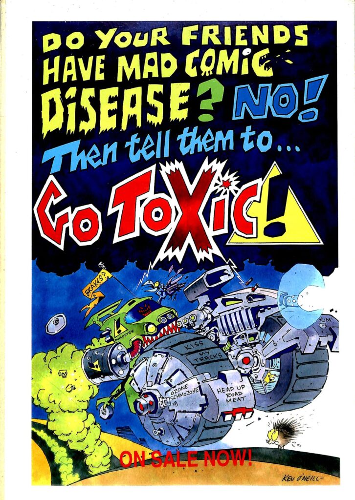 An advertisement for TOXIC comic by Kevin O'Neill