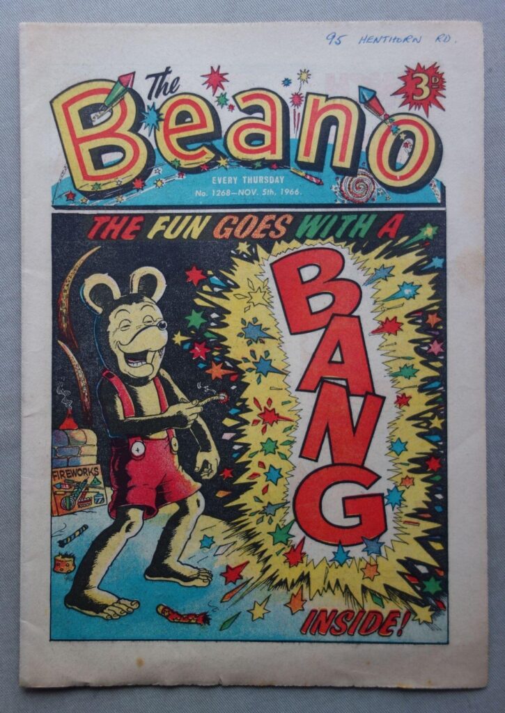 Beano No. 1268, cover dated 5th November 1966, a classic Fireworks cover