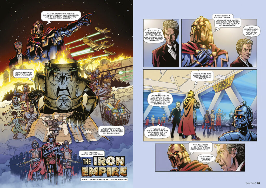Vworp Vworp! Issue 5 - “The Iron Empire”, written by Lance Parkin and drawn by Steve Andrew