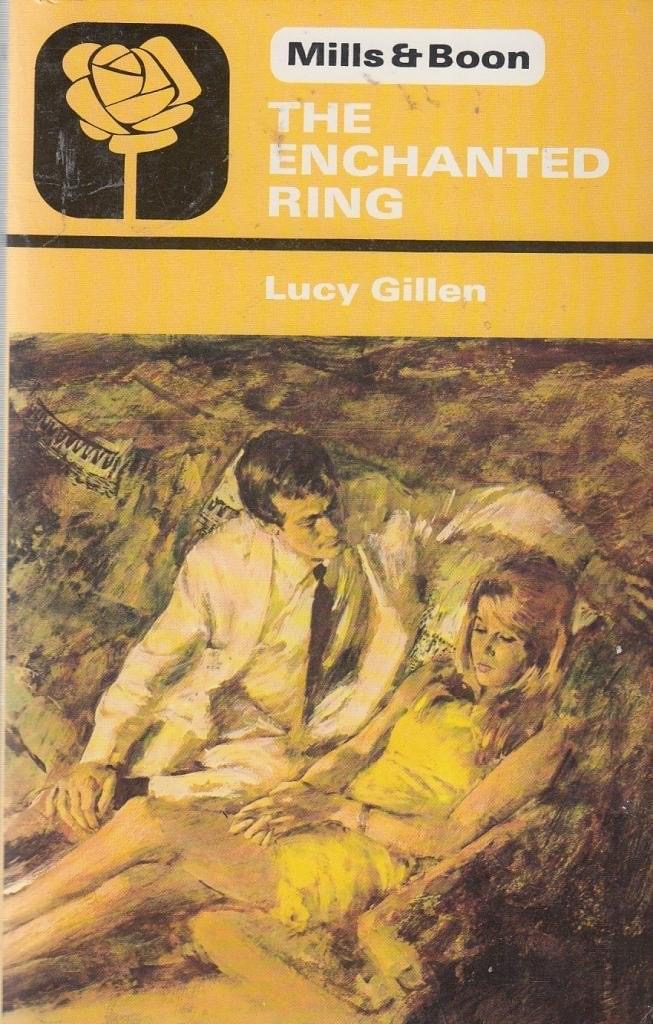 Mills and Boon romance novel, The Enchanted Ring, by Lucy Gillen. Cover by Frank Haseler 