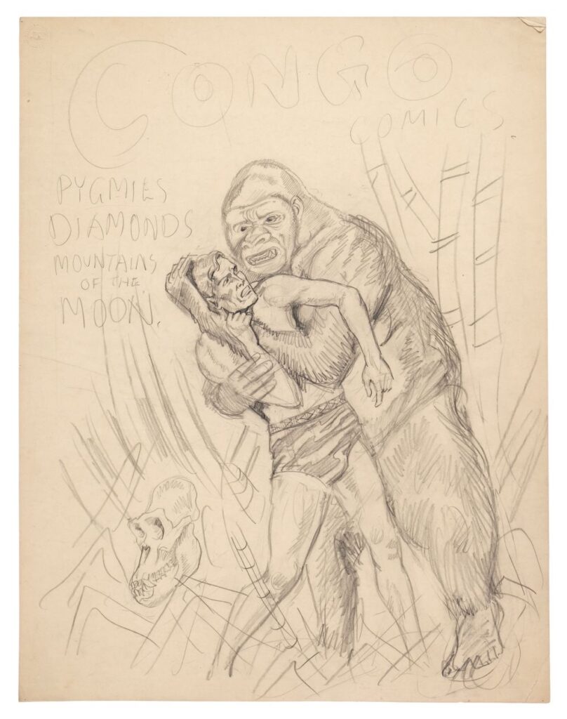 Pencil rough for the cover of Congo Comics by Hugh Stanley White