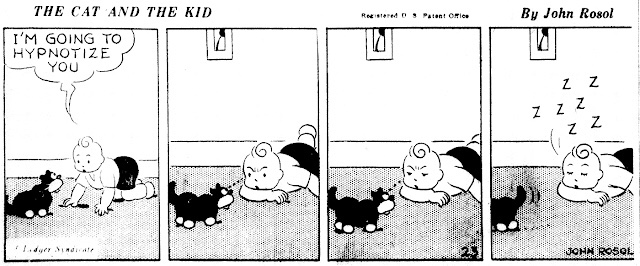 An example of John Rosol’s “The Cat and the Kid” via The Stripper’s Guide, which debuted on 8th March 1939 in a very small list of client papers