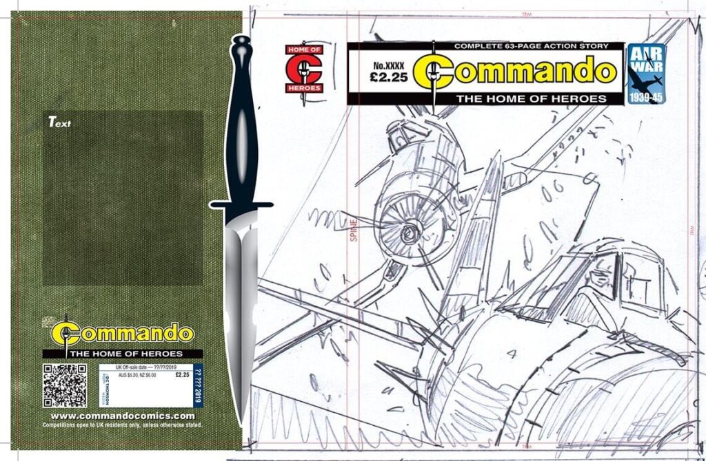 One of four cover roughs for Commando 5607: Home of Heroes: Combat Air Patrol by Keith Burns